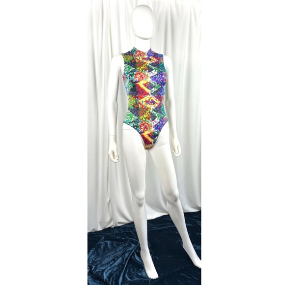 Vintage 2000’s ‘Cheerleader & Danz Team’ Multicoloured Mockneck Bodysuit - XS - Picture 2 of 10